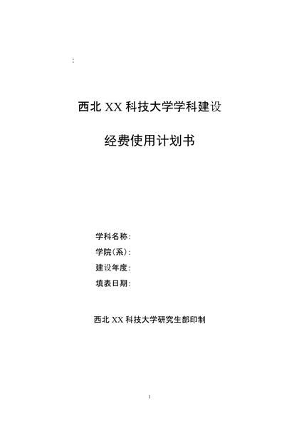 西北XX科技大学学科建设商业计划书word模板