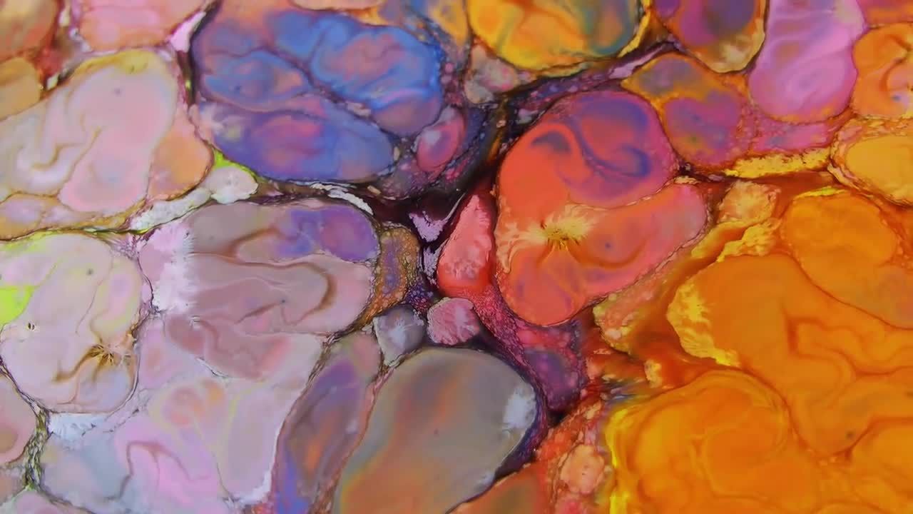 彩色混合物气泡流动视频素材
