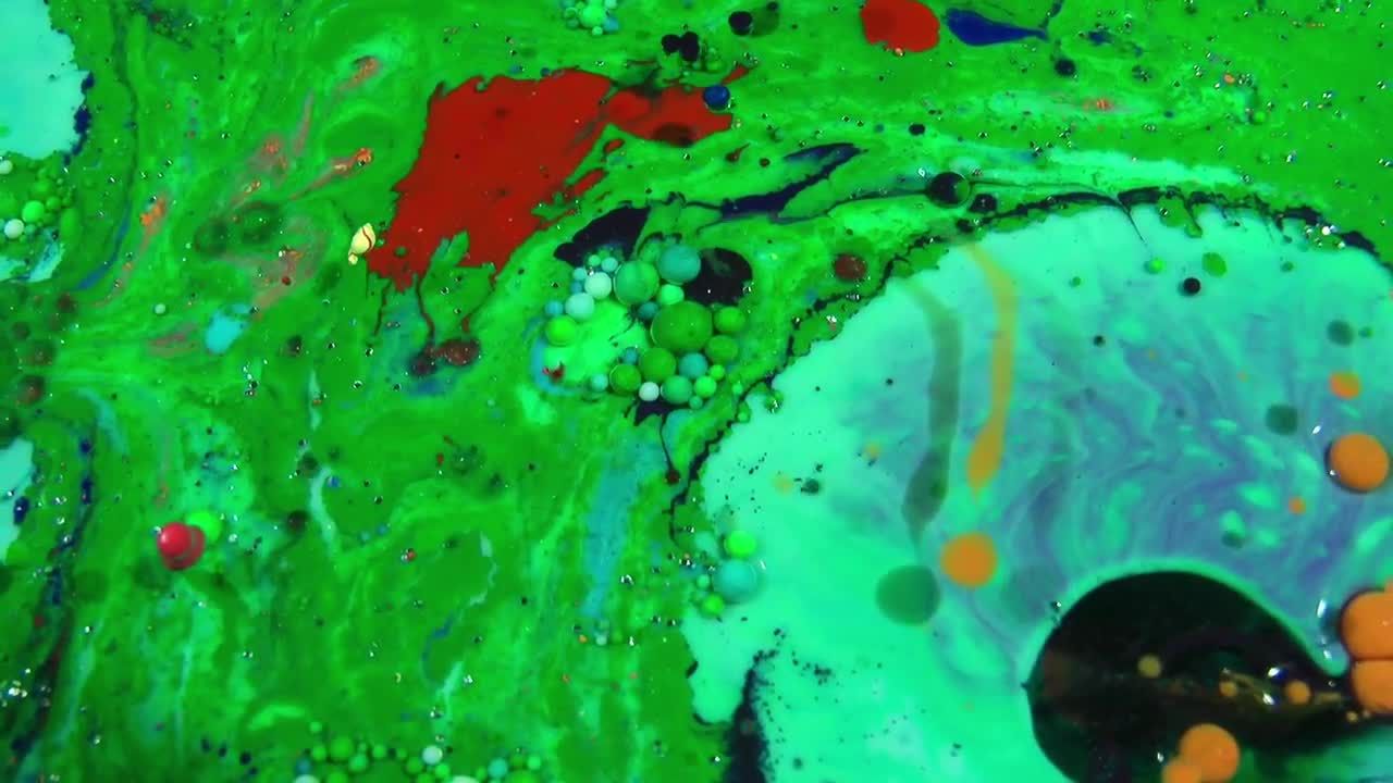 彩色液体气泡涂料视频素材