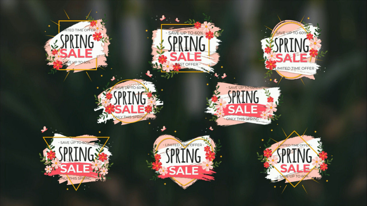 8种精美多彩的春季促销标题AE模板