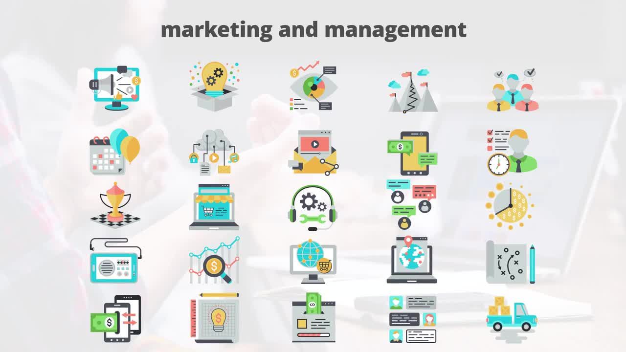 市场营销与管理平面动画图标AE模板