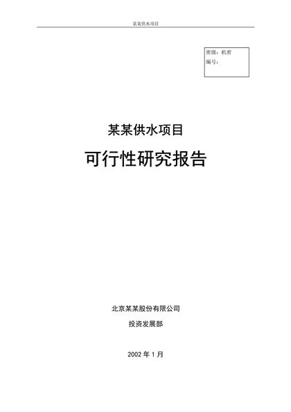 某供水项目可行性研究报告word模板