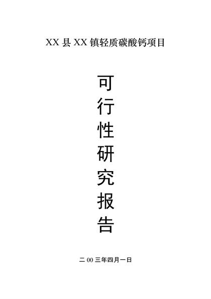 某镇轻质碳酸钙项目可行性研究报告word模板