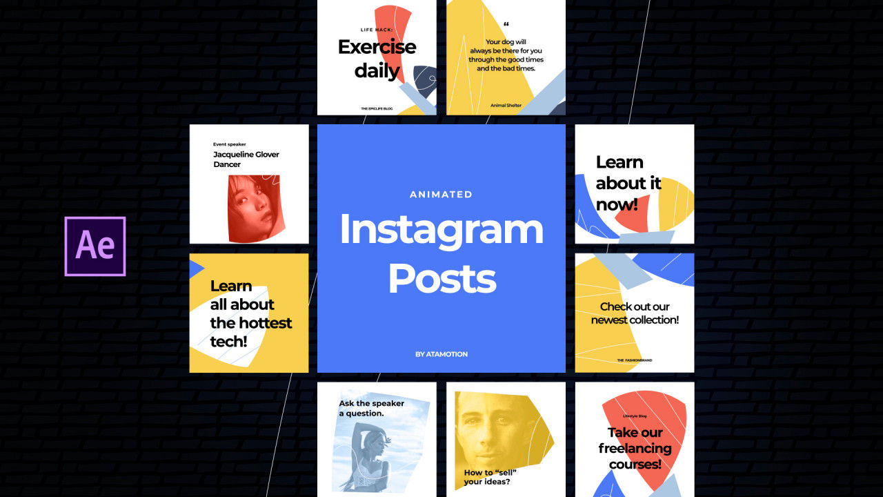9个外观独特的Instagram帖子AE模板