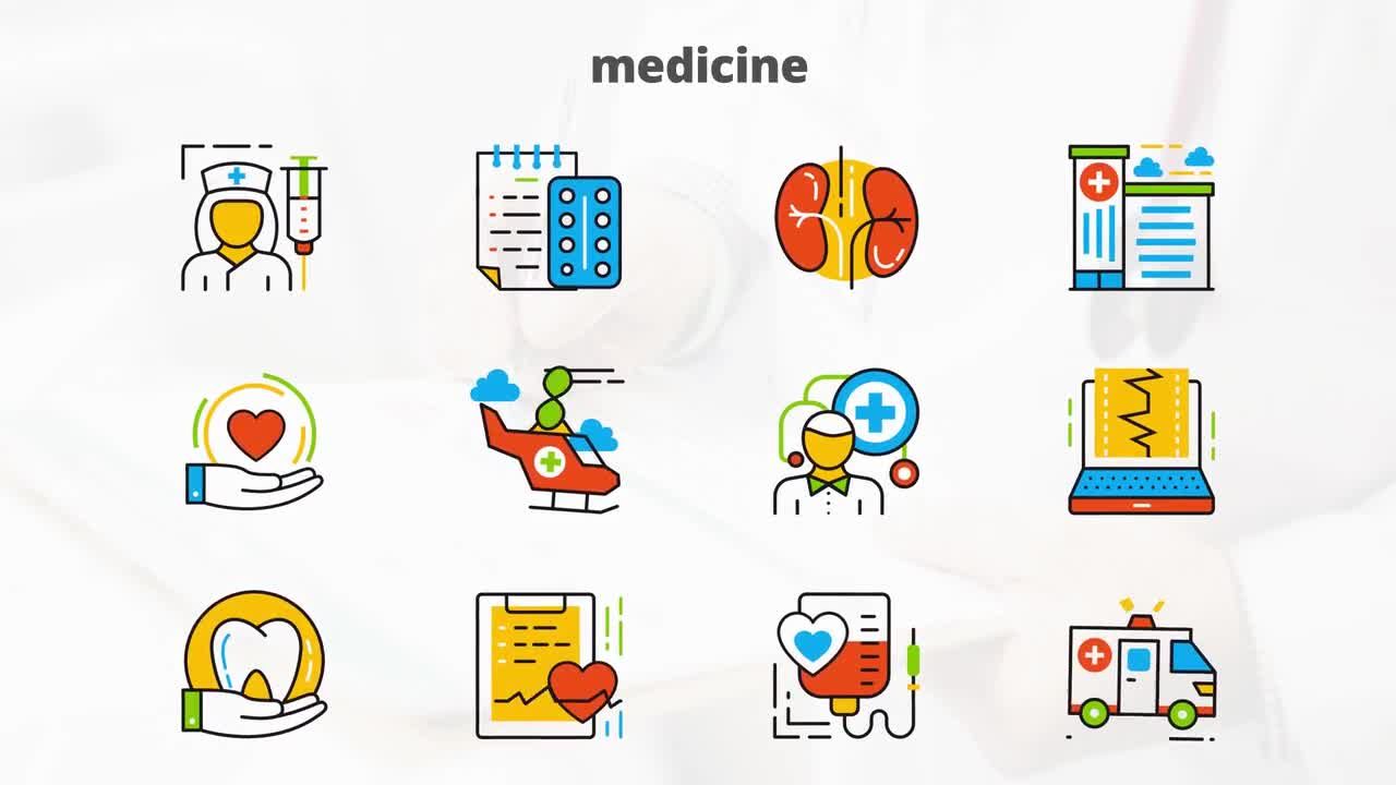 医学平面动画图标AE模板