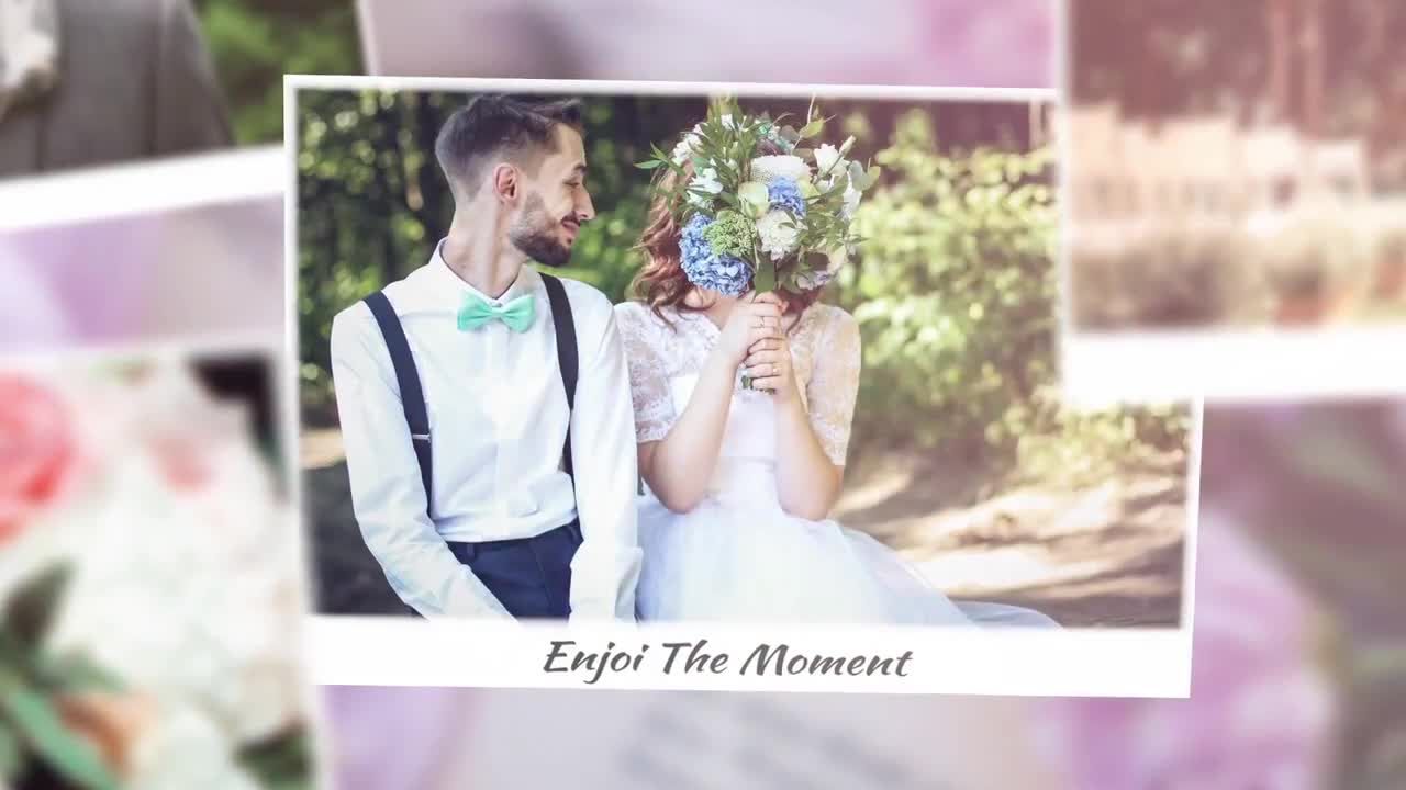 浪漫精美的婚礼照片幻灯片AE模板