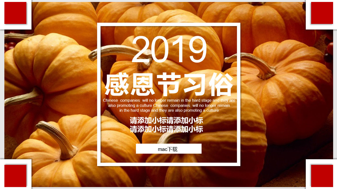 精美大气2019感恩节PPT模板