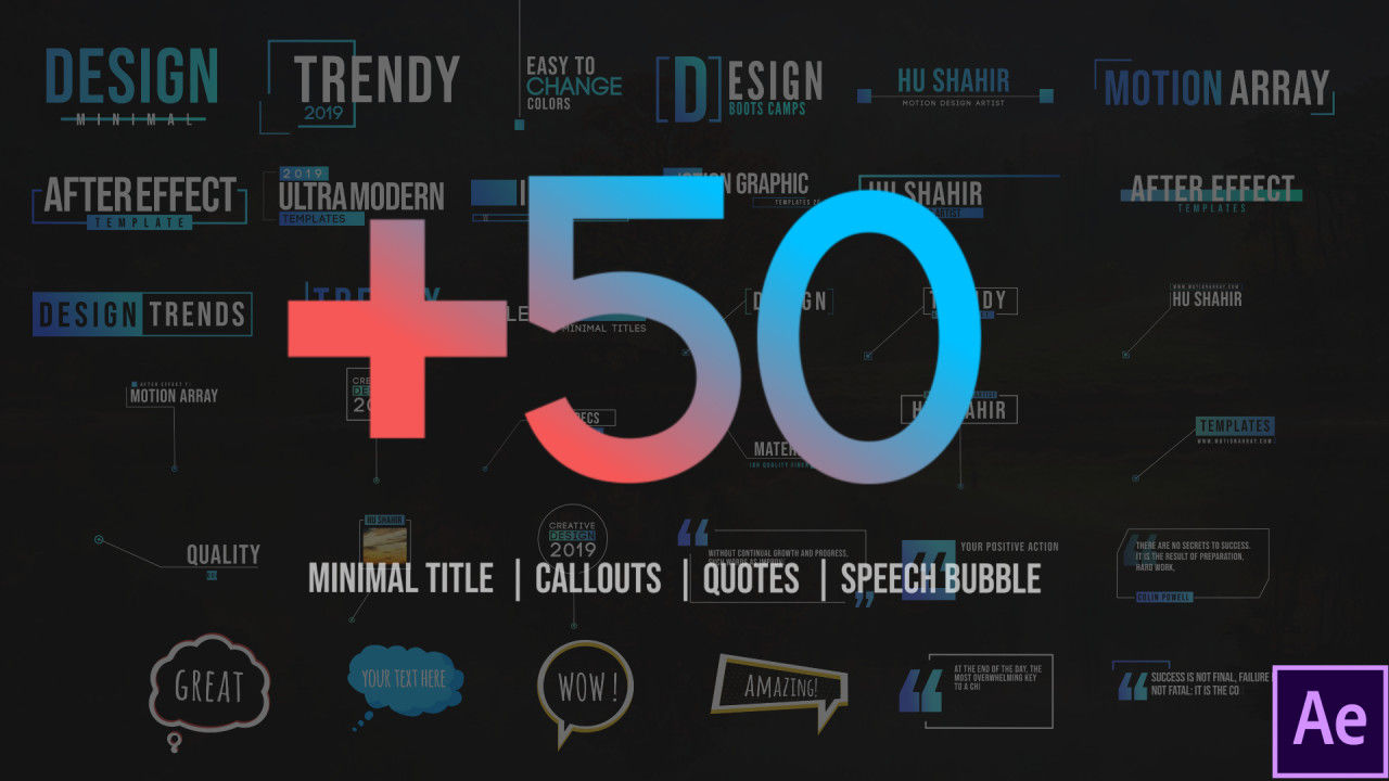50组视频动态全屏标题字幕动画AE模板