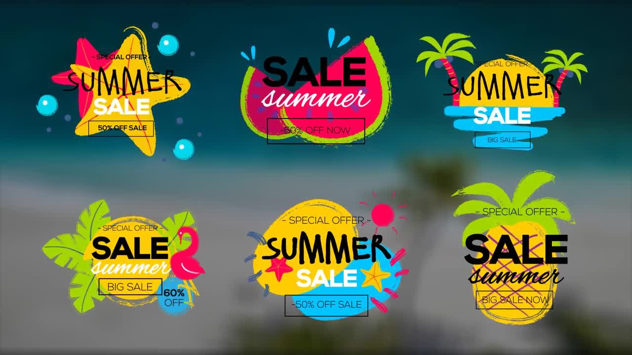 6个夏季大减价标题动画AE模板