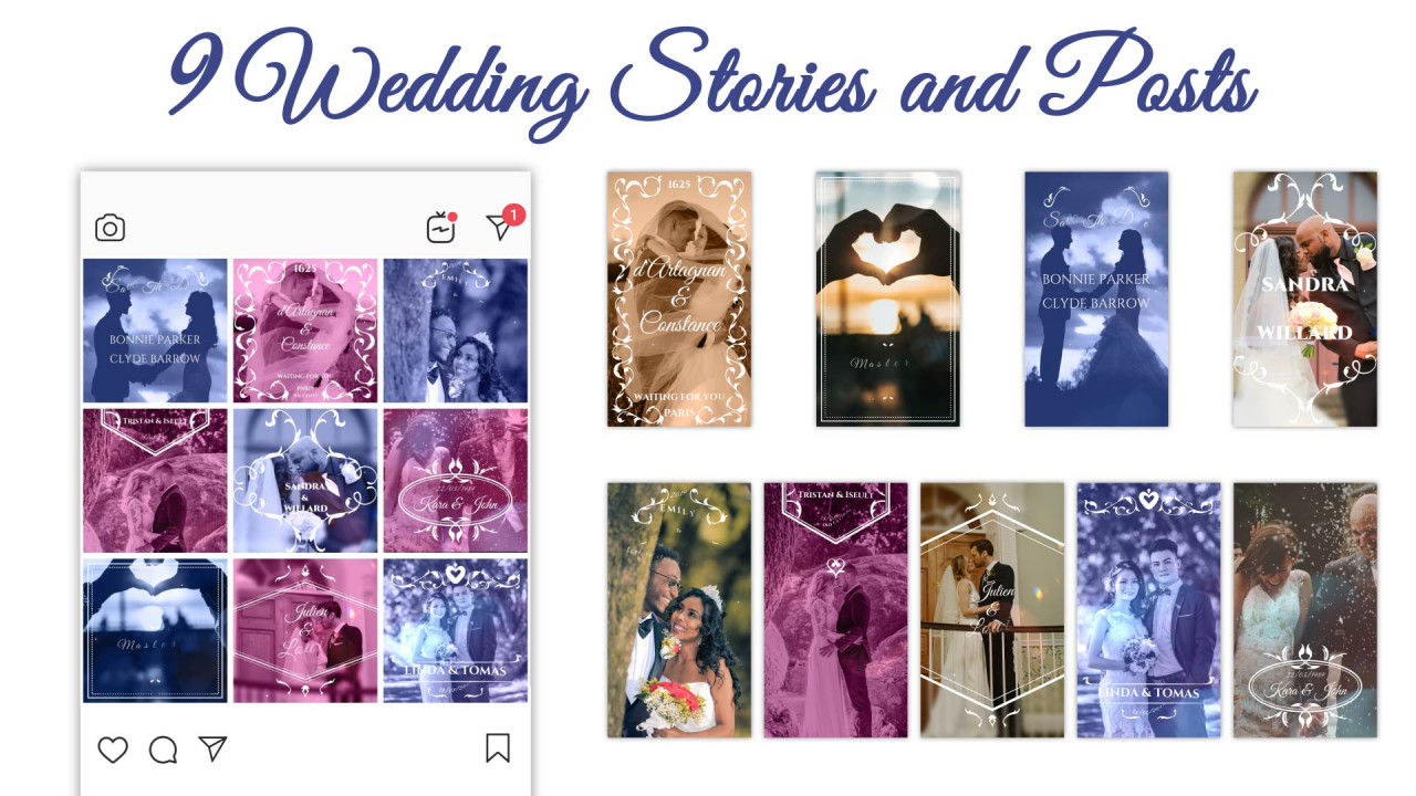 婚礼故事和帖子效果AE模板