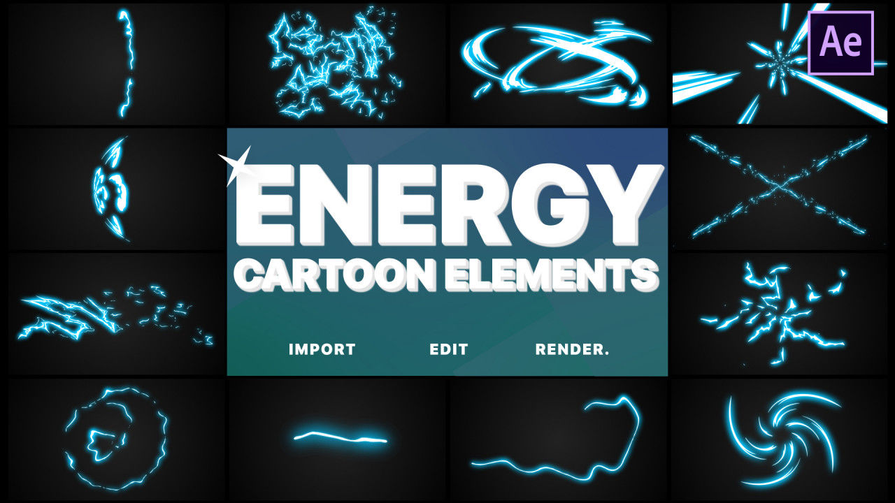 充满活力的现代动画手绘元素游戏片头展示AE模板