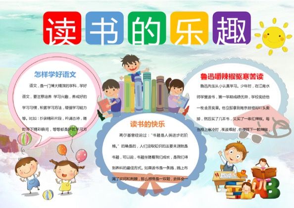 读书的乐趣小学生手抄报word模板