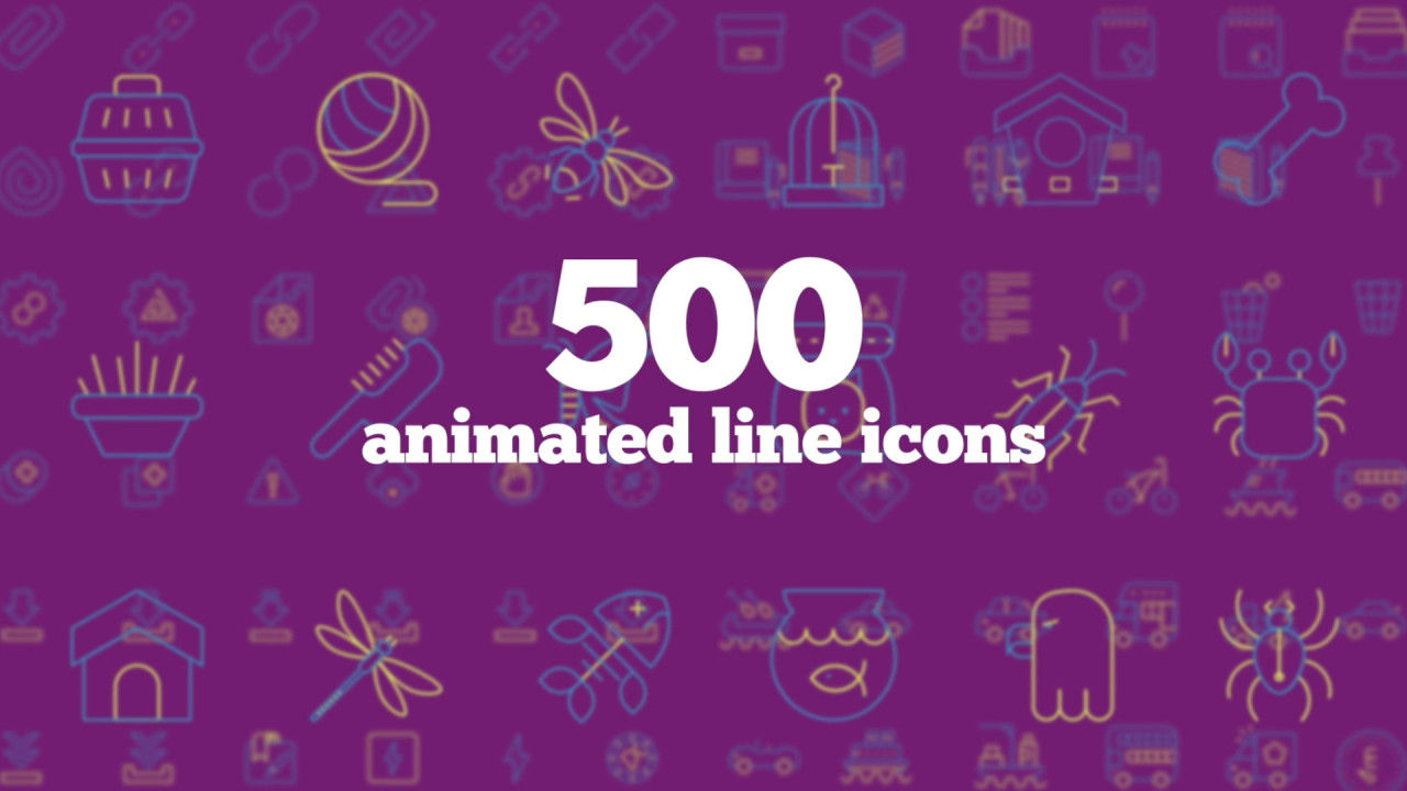 500个动画线图标AE模板