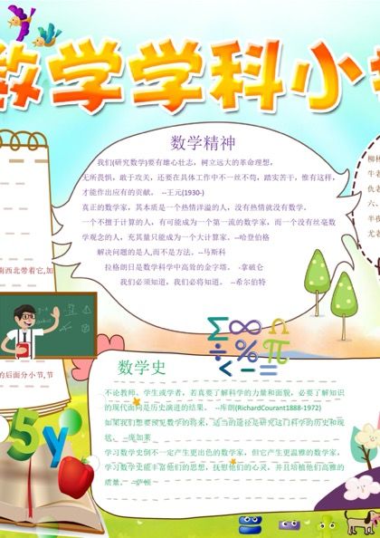 内容全面的数学手抄报Word模板