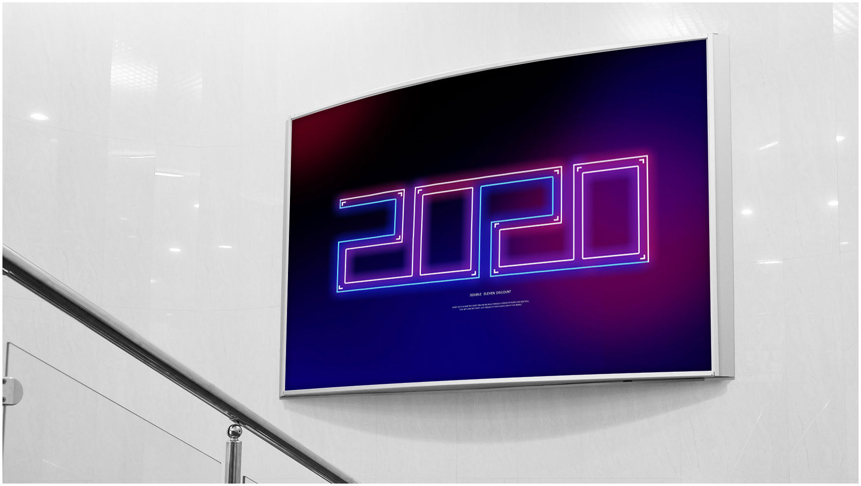紫色发光PSD2020创意字体海报设计