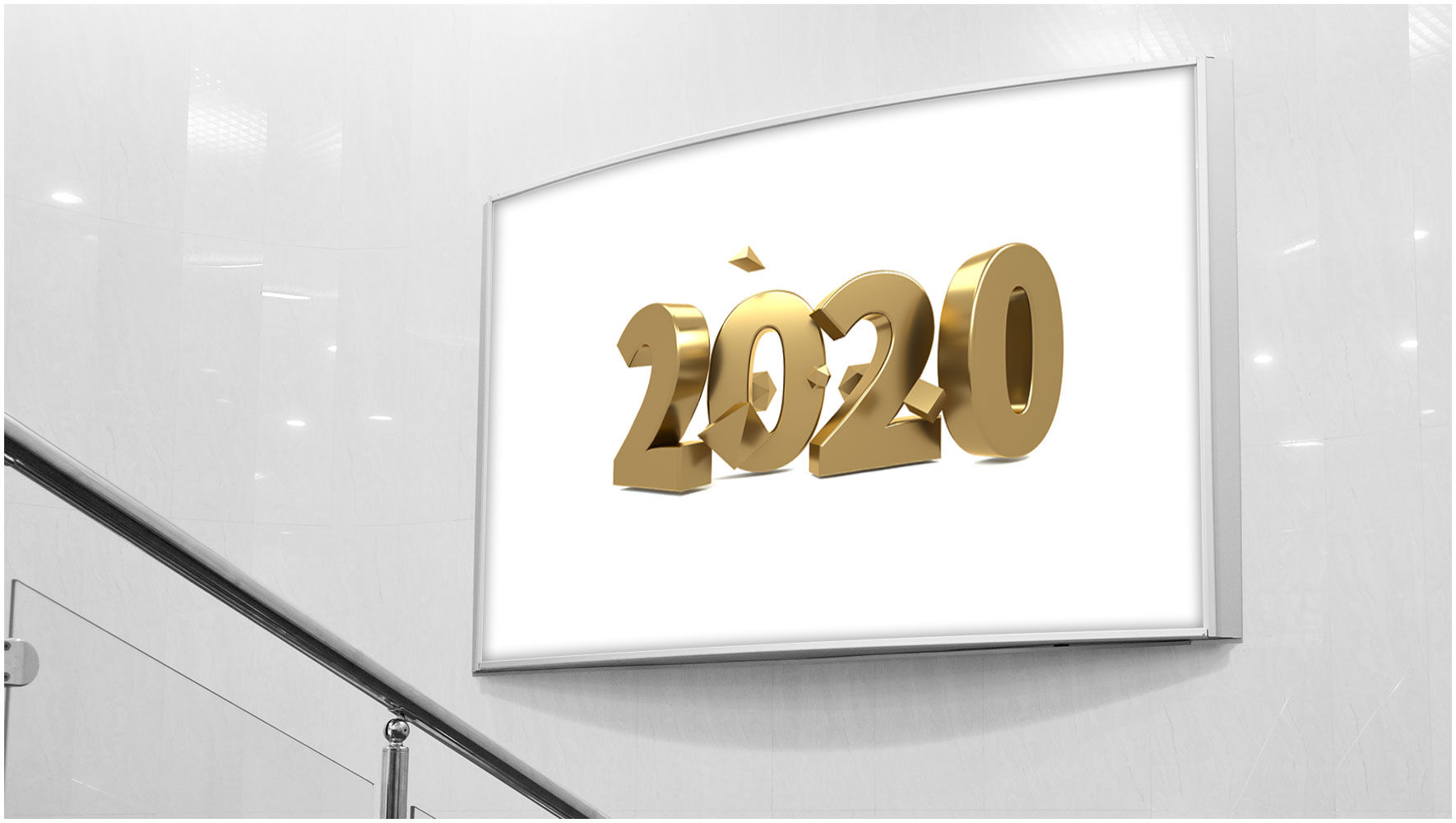 金色立体PSD2020艺术字设计模板