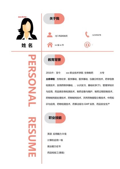 医师行业求职简历word模板