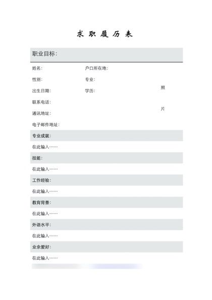 详细全面的求职履历表word模板