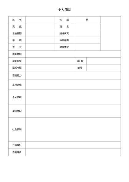 2020个人简历表格word模板