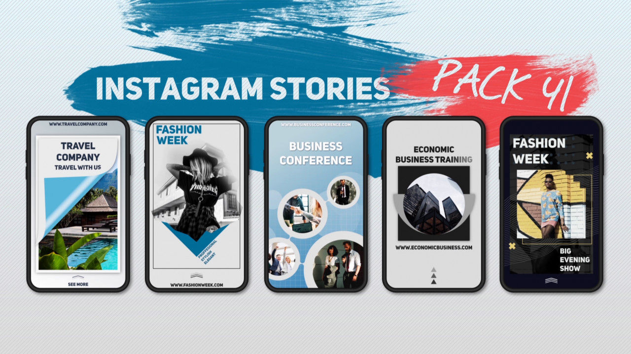 5个炫酷Instagram故事包AE模板