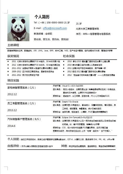 经典风格工程师求职简历Word模板