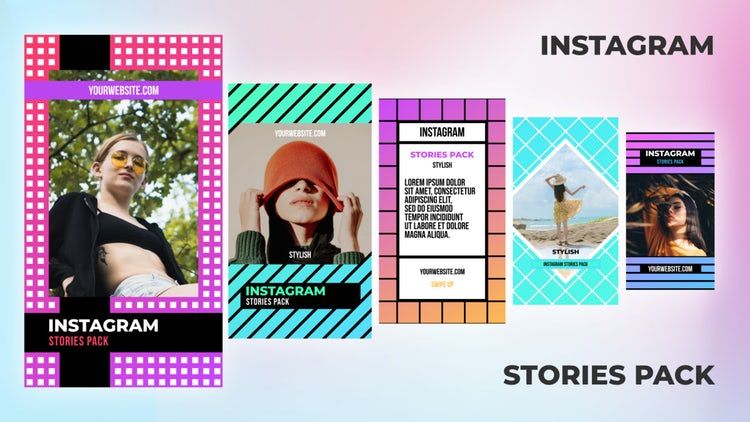 5个时髦设计的Instagram故事包ae模板