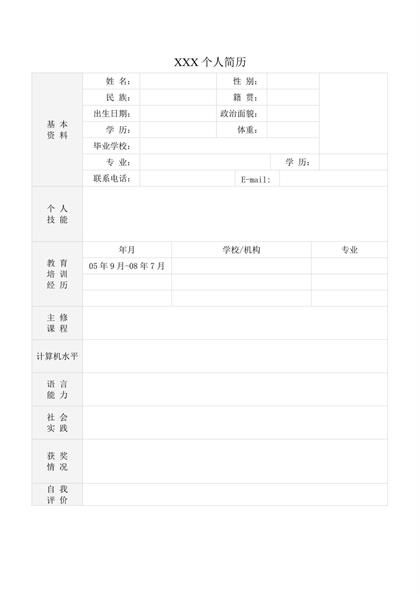 某某空白求职表格简历word模板