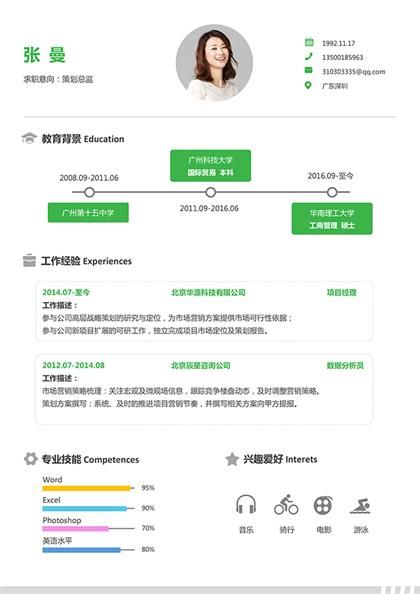 策划总监求职简历Word模板
