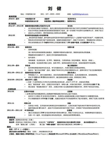 金融管理求职简历word模板