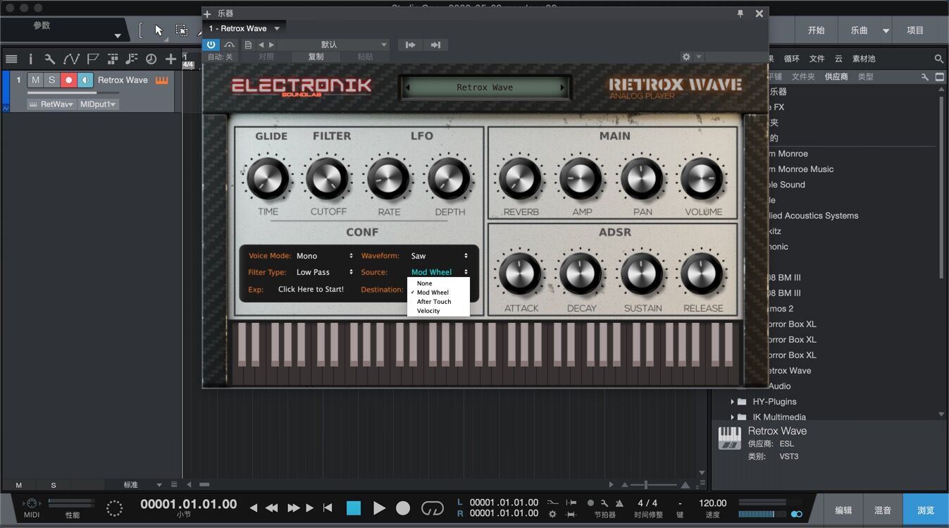 Electronik Sound Lab Retrox Wave  for mac(复古合成器插件)
