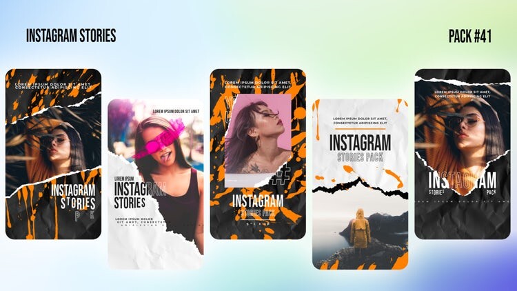 5个艺术效果和抽象动画的Instagram模板AE模板
