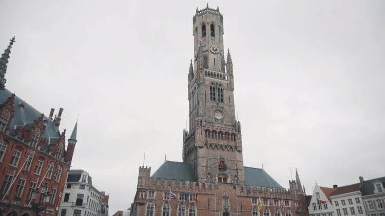 比利时布鲁日钟楼视频素材