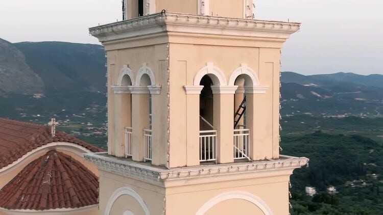 希腊钟楼鸟瞰图视频素材