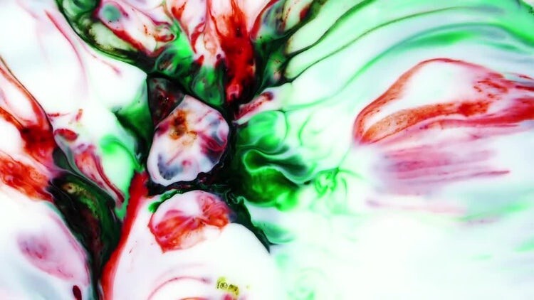 墨绿色和红色混合抽象彩色墨水爆炸视频素材