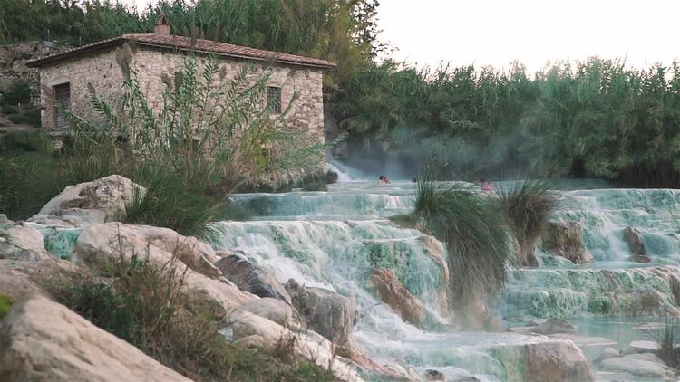托斯卡纳天然温泉实拍素材