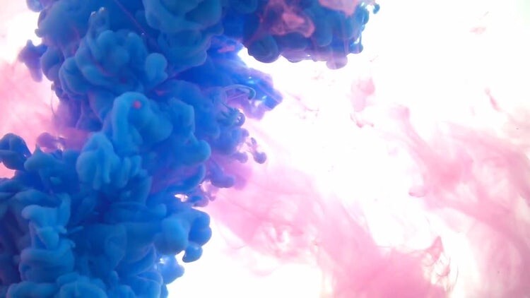 蓝色和粉红色的油漆混合高清视频特效