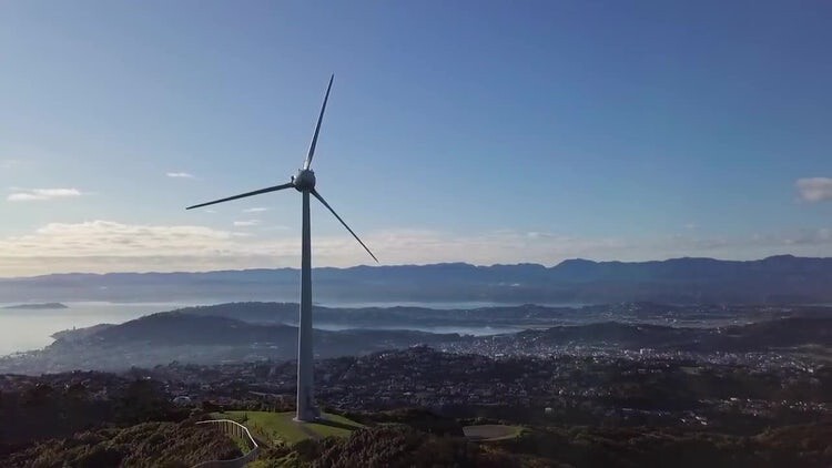 新西兰惠灵顿的风力发电机视频素材