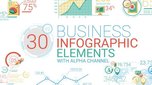 30种公司企业商务信息数据扇形柱状图数据图表展示动画视频素材