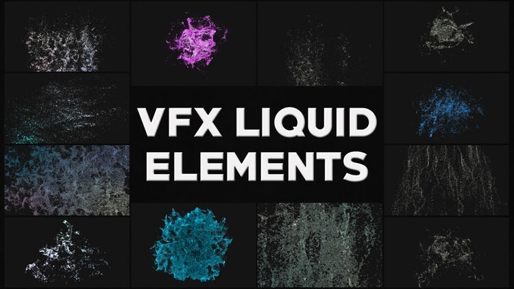 12种简洁时尚的VFX液体元素AE模板