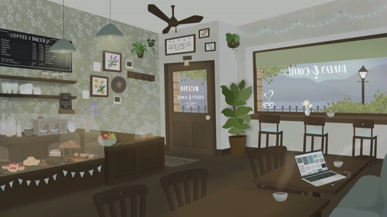 插画风格咖啡馆5K高清动态壁纸