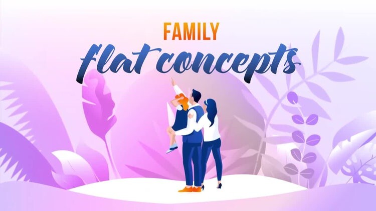 色彩鲜艳富有创意的家庭概念动画AE模板