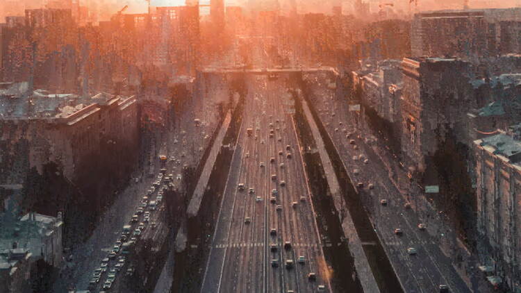 莫斯科道路交通风景名胜航拍视频素材