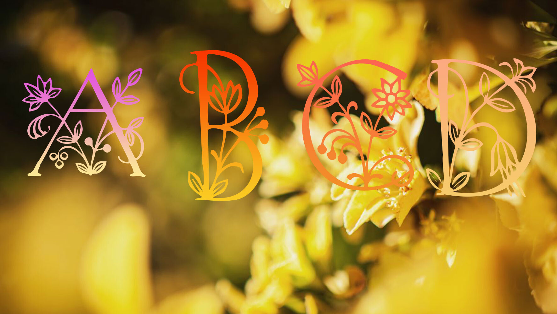 植物艺术大写字母花卉PS形状