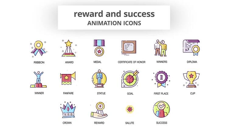 奖励和成功动画图标AE模板