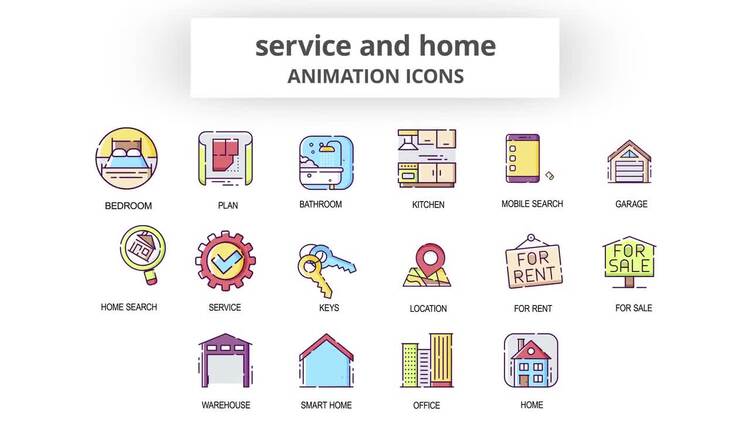 家庭服务动画图标AE模板
