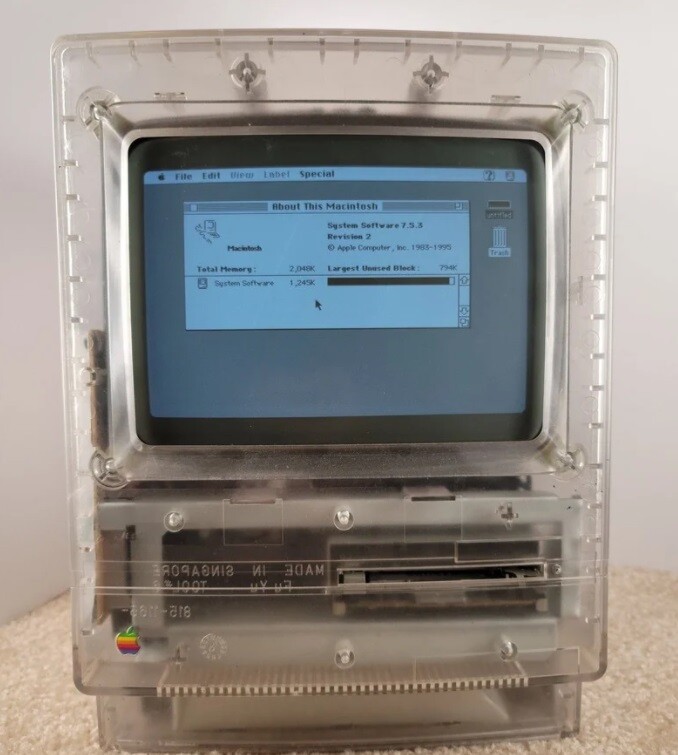 首次曝光，苹果 Macintosh Classic 半透明原型机照片