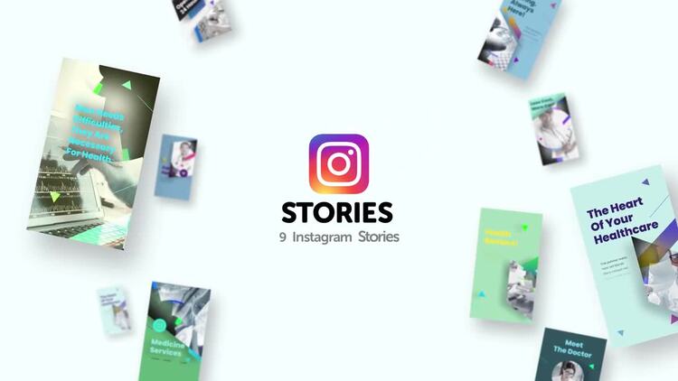 9个干净的Instagram医疗故事AE模板