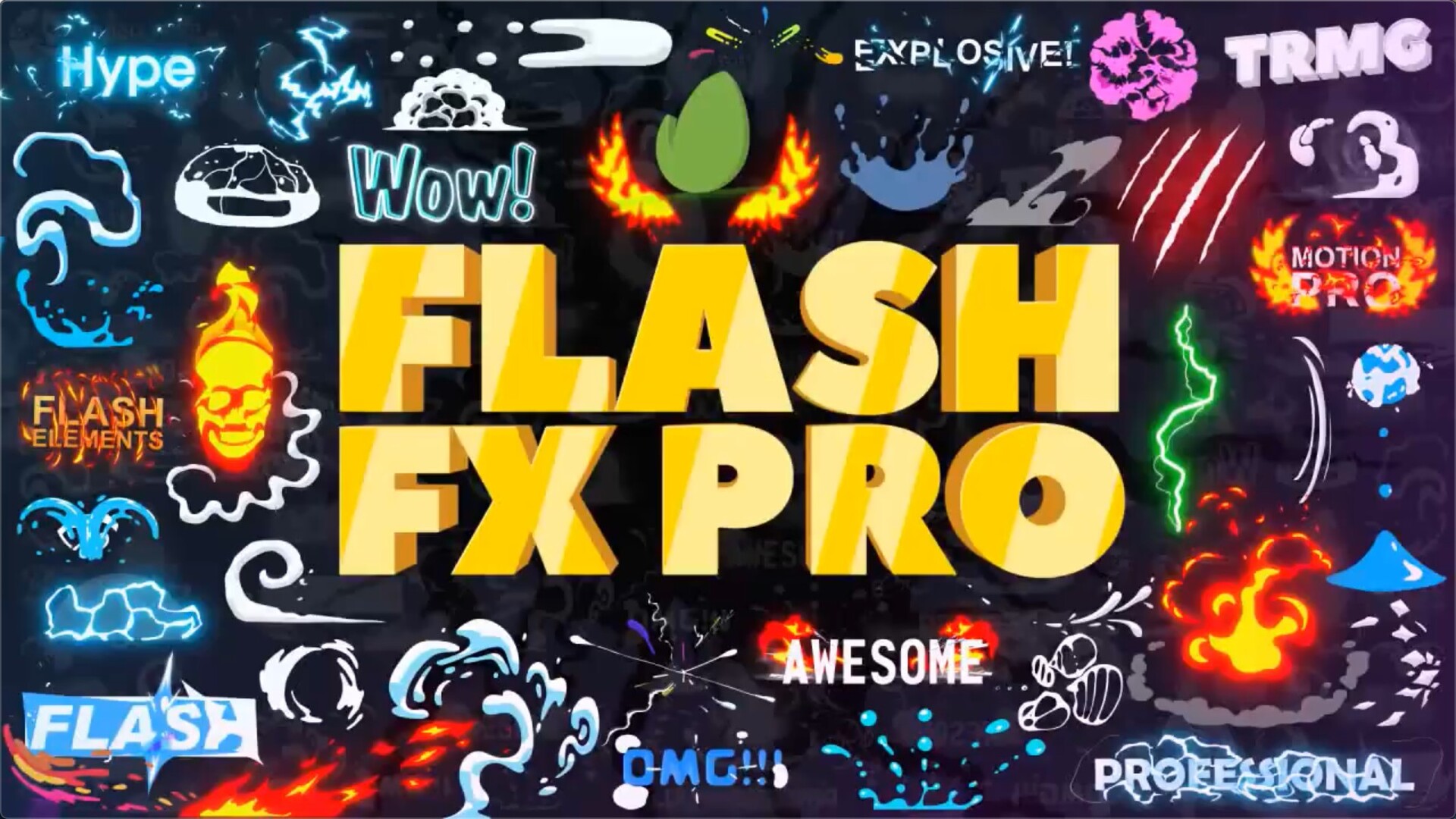 PR脚本预设：动漫火焰能量文字标题LOGO转场MG动画元素包 Flash FX Pro For Premiere