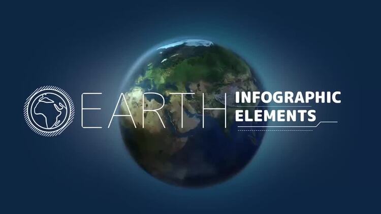 简洁的地球信息图表元素AE模板