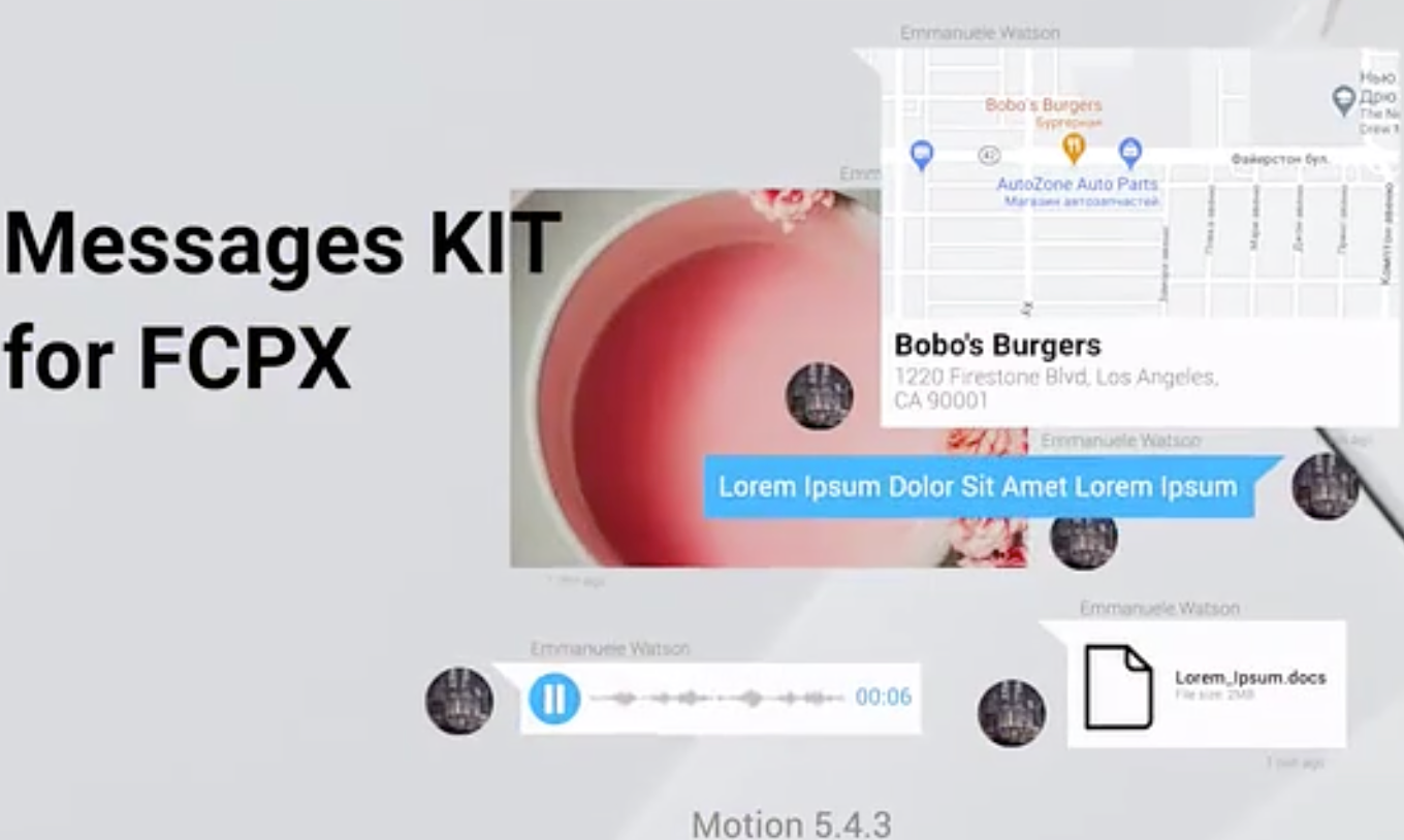 FCPX插件:Text Messages KIT(手机短信社交聊天弹窗对话气泡动画 )